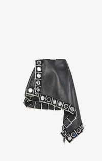 Jupe miroir en cuir - Noir Alaïa