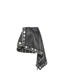 Jupe miroir en cuir - Noir Alaïa