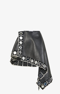 Jupe miroir en cuir - Noir Alaïa
