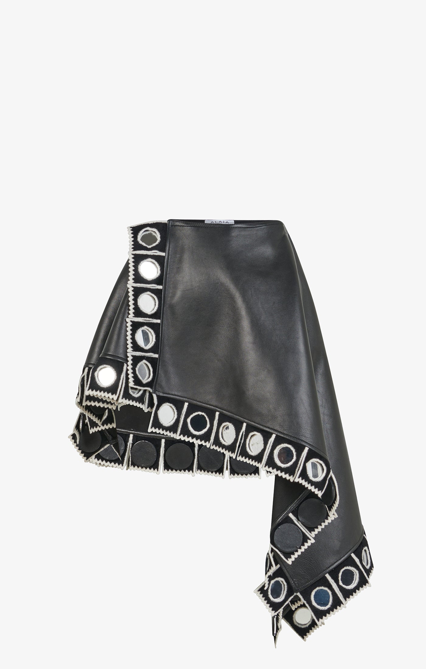 Jupe miroir en cuir - Noir Alaïa