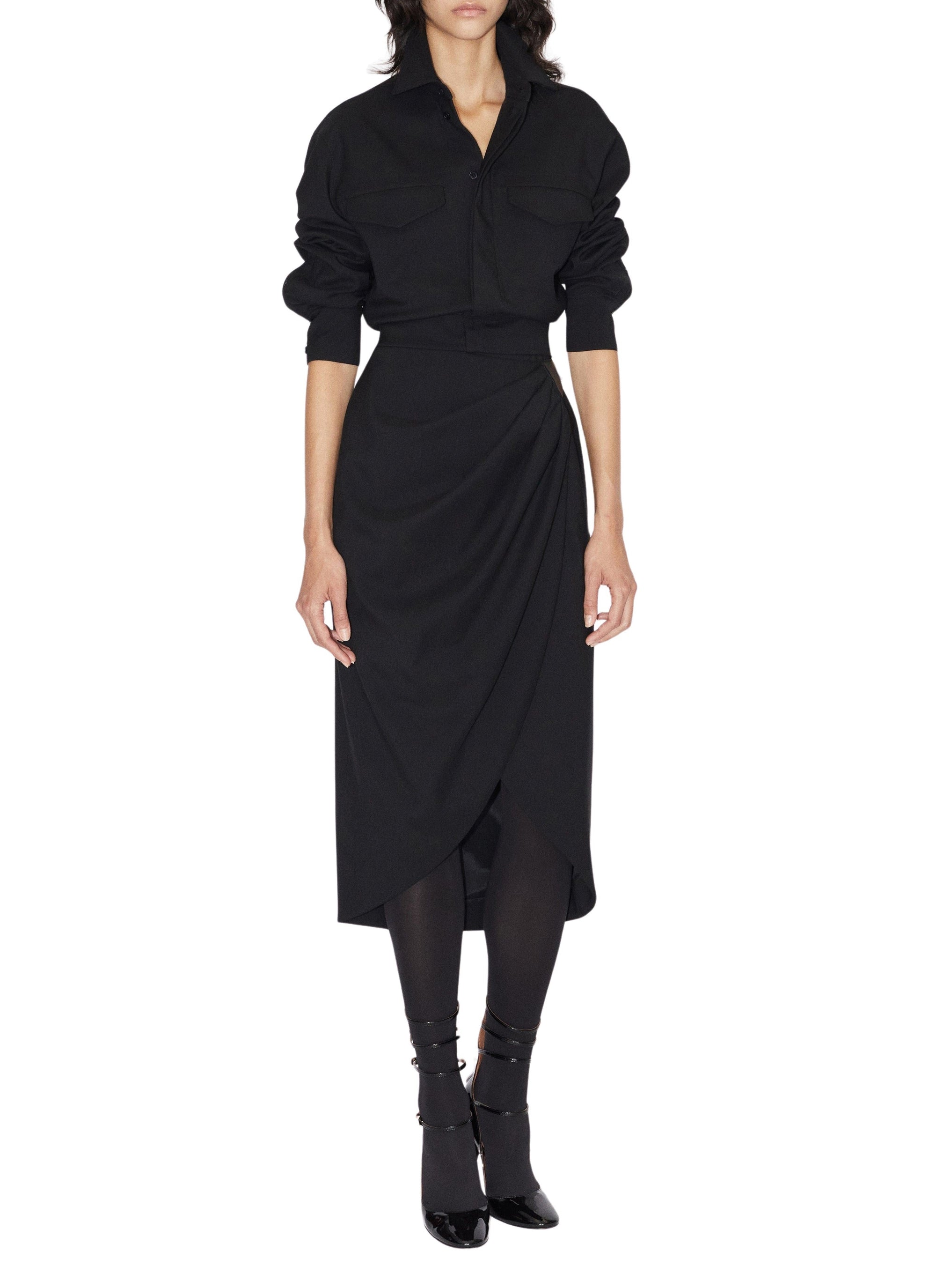 Wrap Skirt in Wool - Black Alaïa