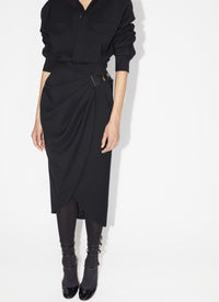 Wrap Skirt in Wool - Black Alaïa
