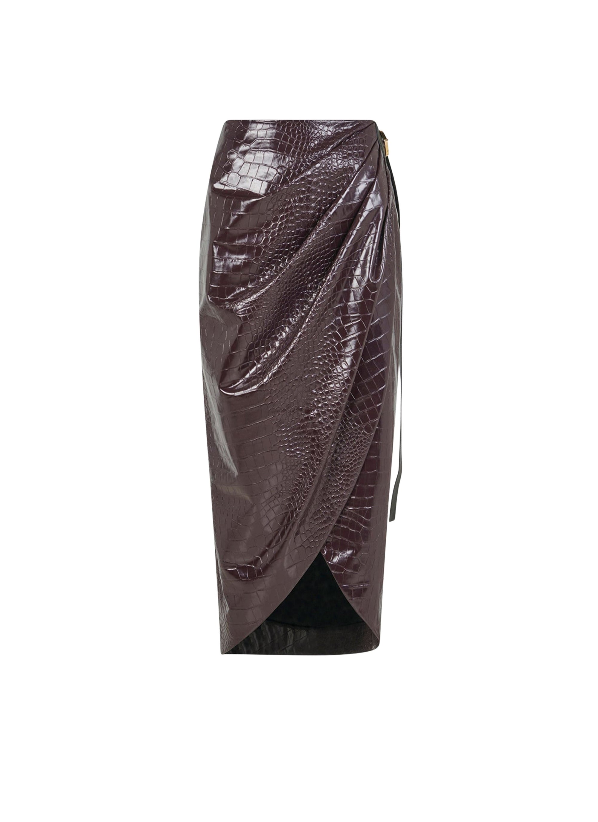 Jupe portefeuille embossée - Burgundy