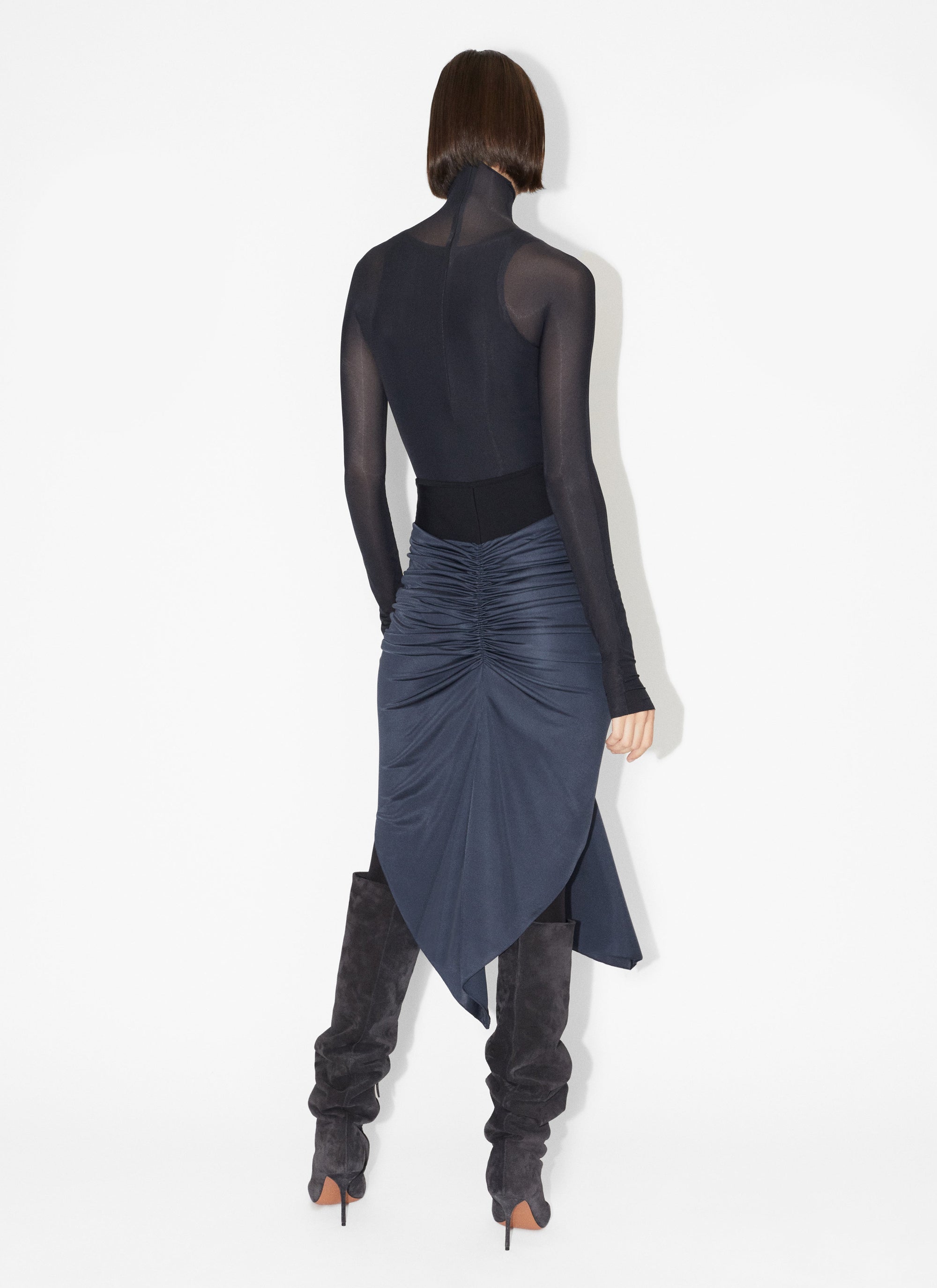 Jupe drapée en jersey fluide - Noir Alaïa