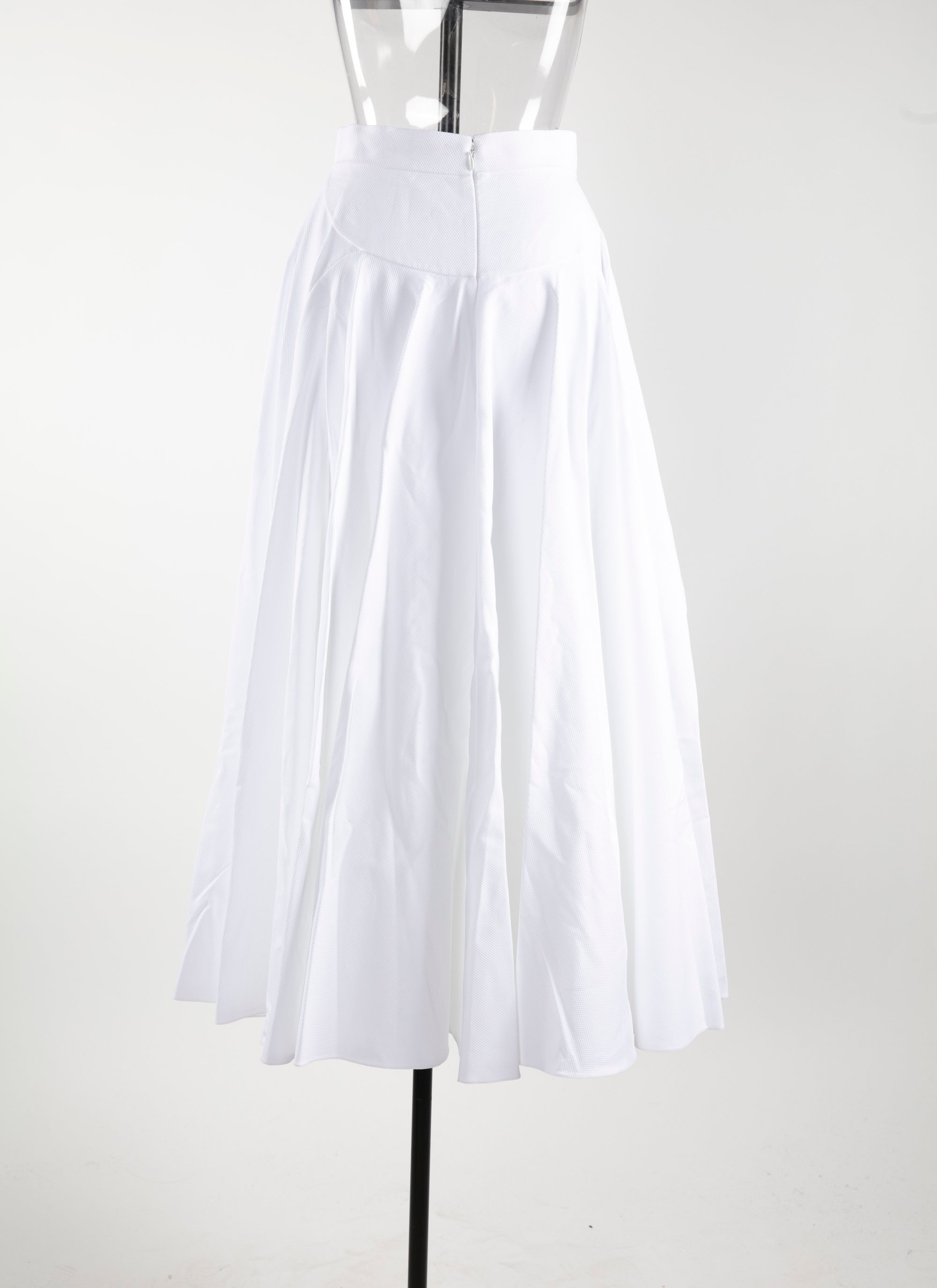 Jupe midi plissée à rayures - Blanc