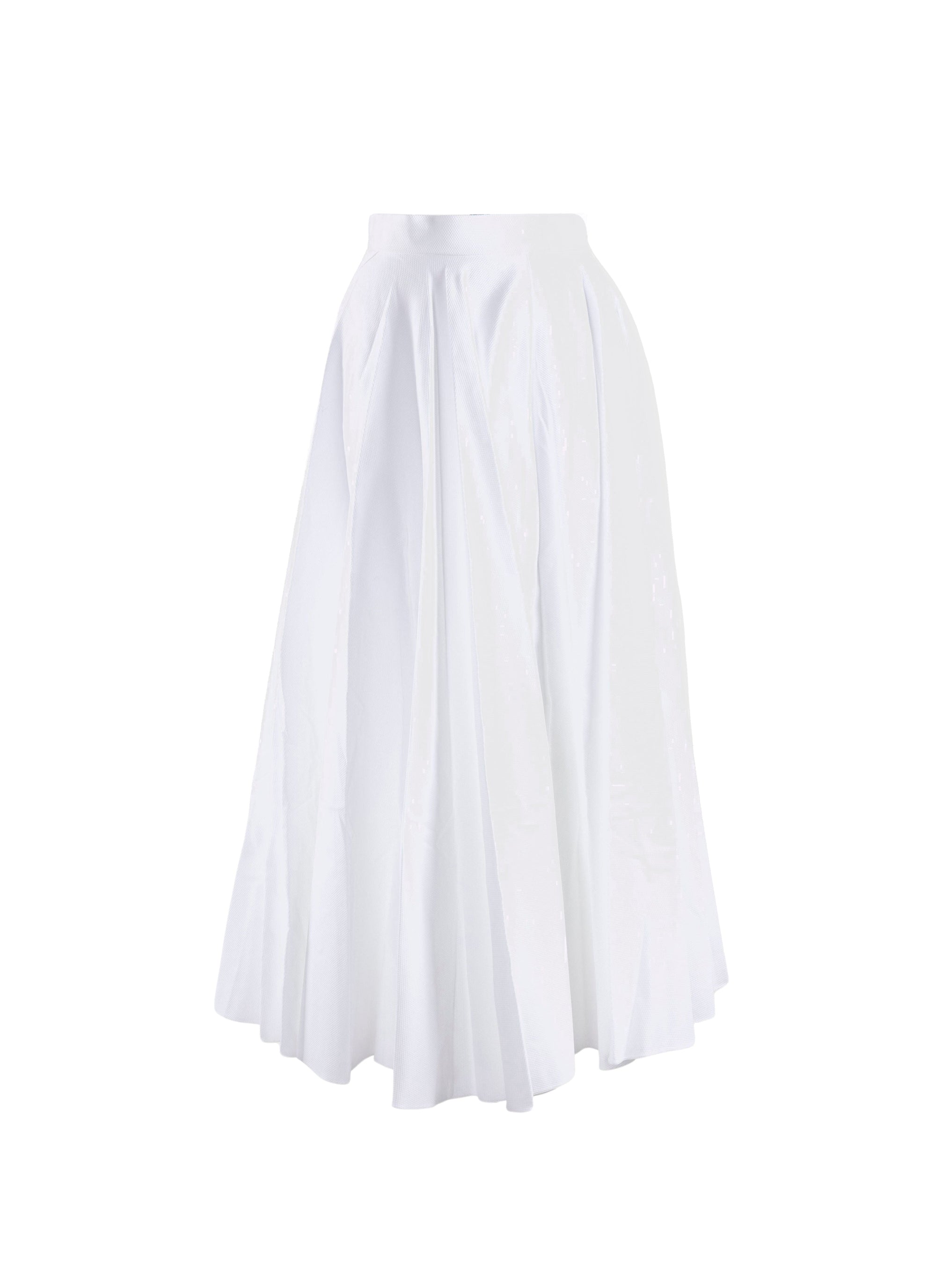 Jupe midi plissée à rayures - Blanc