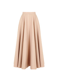 Jupe midi plissée à rayures - Beige Clair