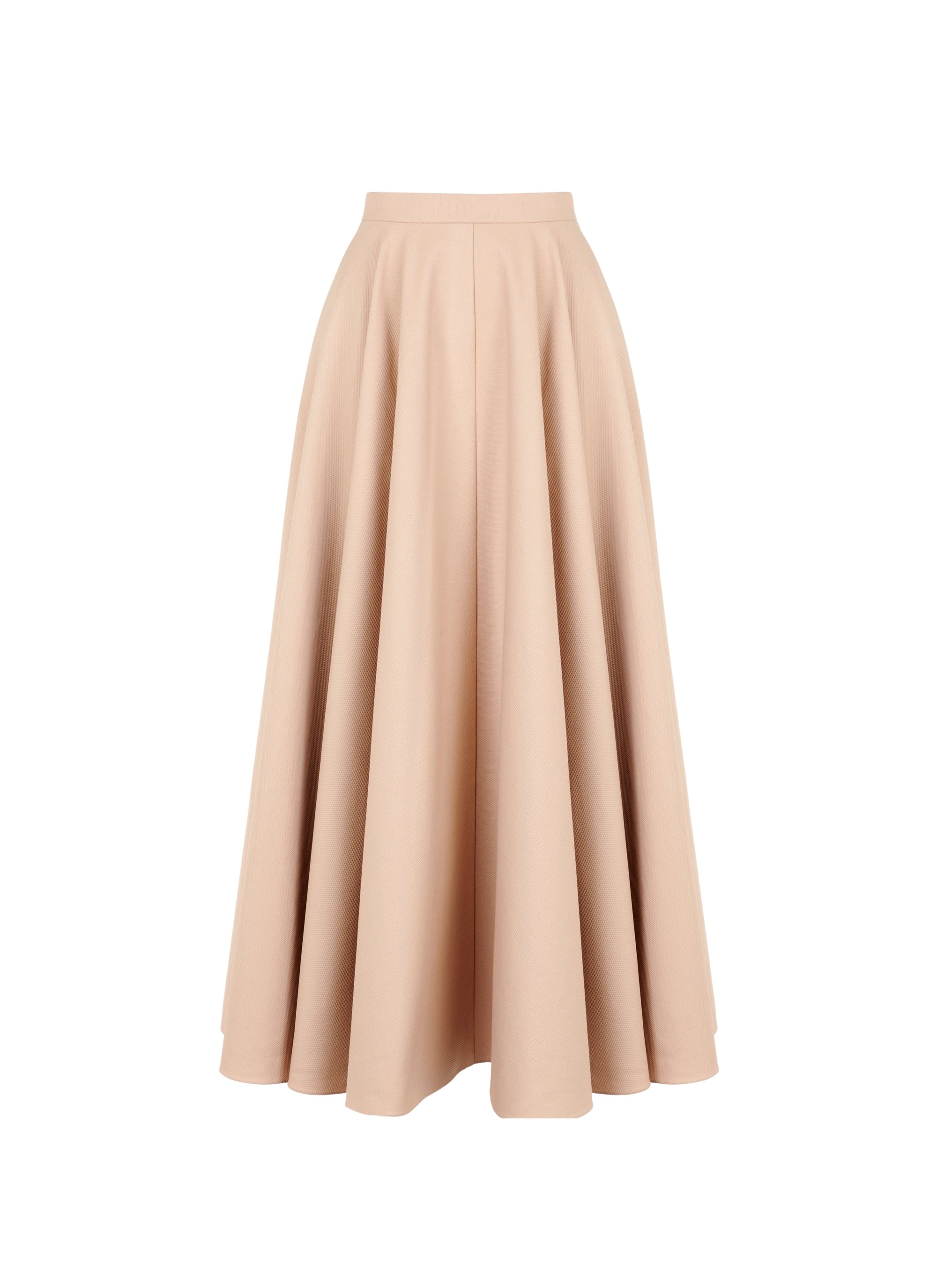 Jupe midi plissée à rayures - Beige Clair