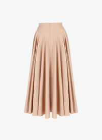 Jupe midi plissée à rayures - Beige Clair