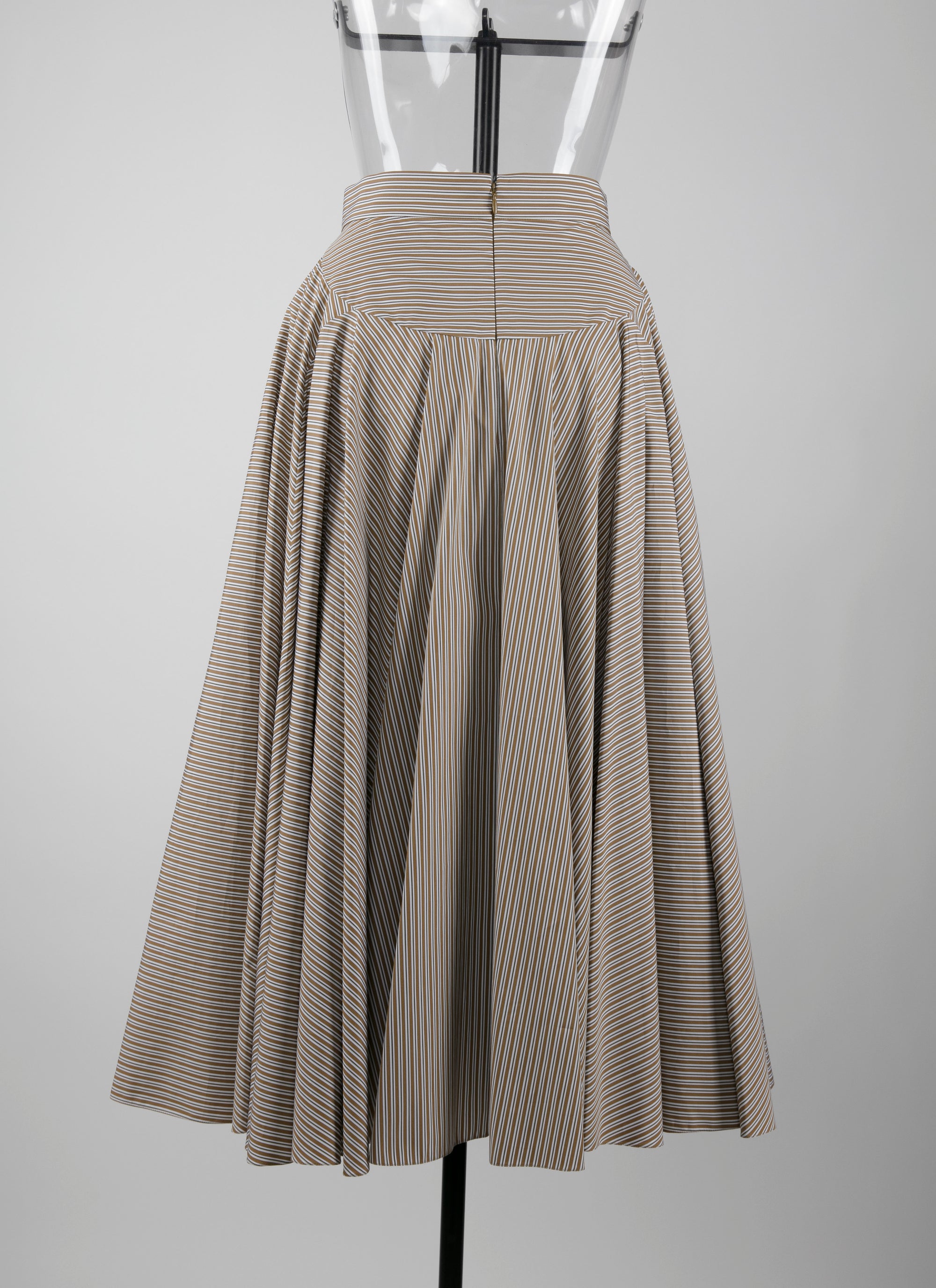 Jupe midi plissée à rayures - Ocre & Blanc