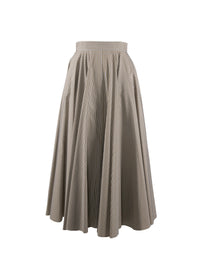 Jupe midi plissée à rayures - Ocre & Blanc