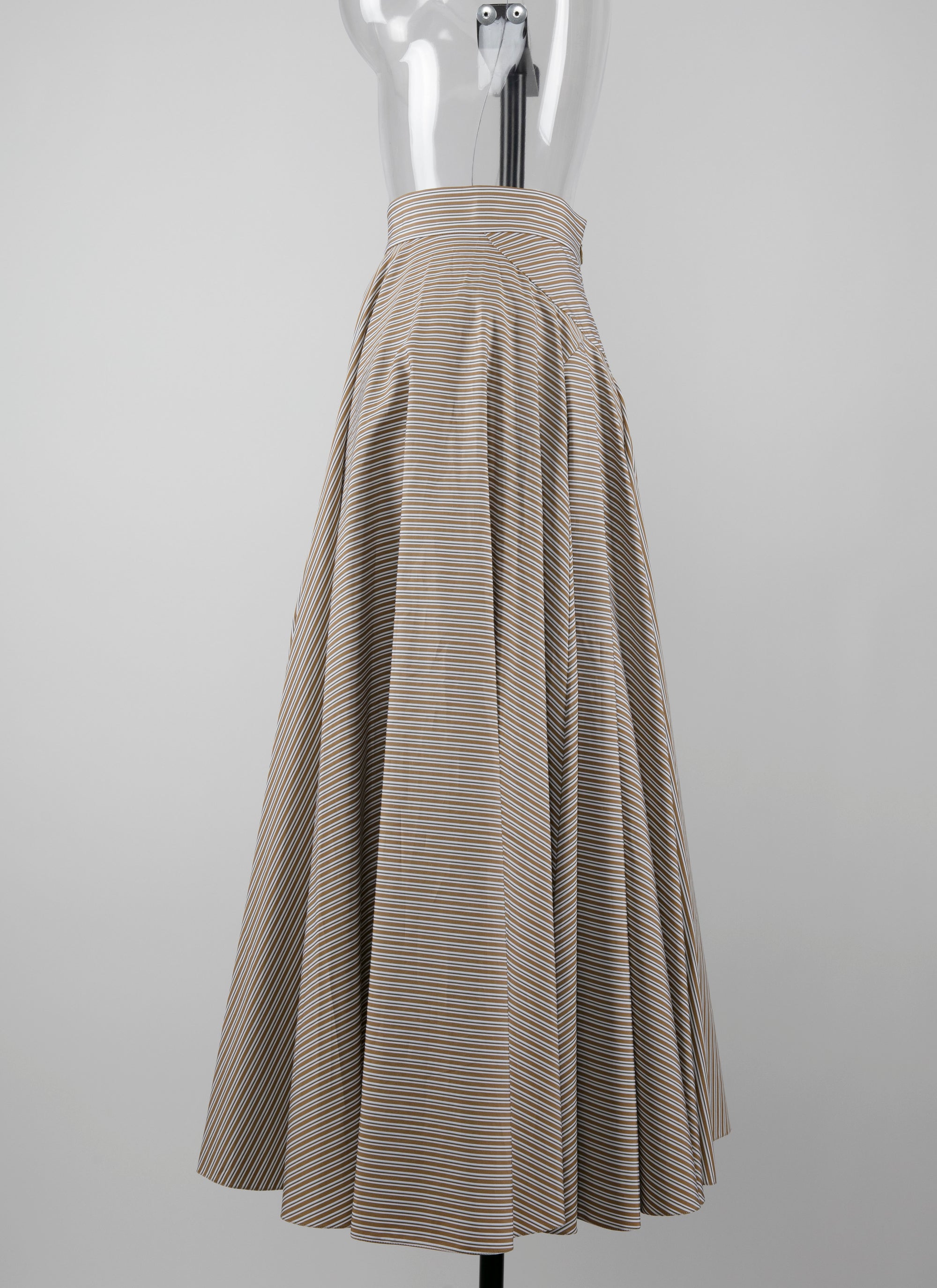 Jupe midi plissée à rayures - Ocre & Blanc