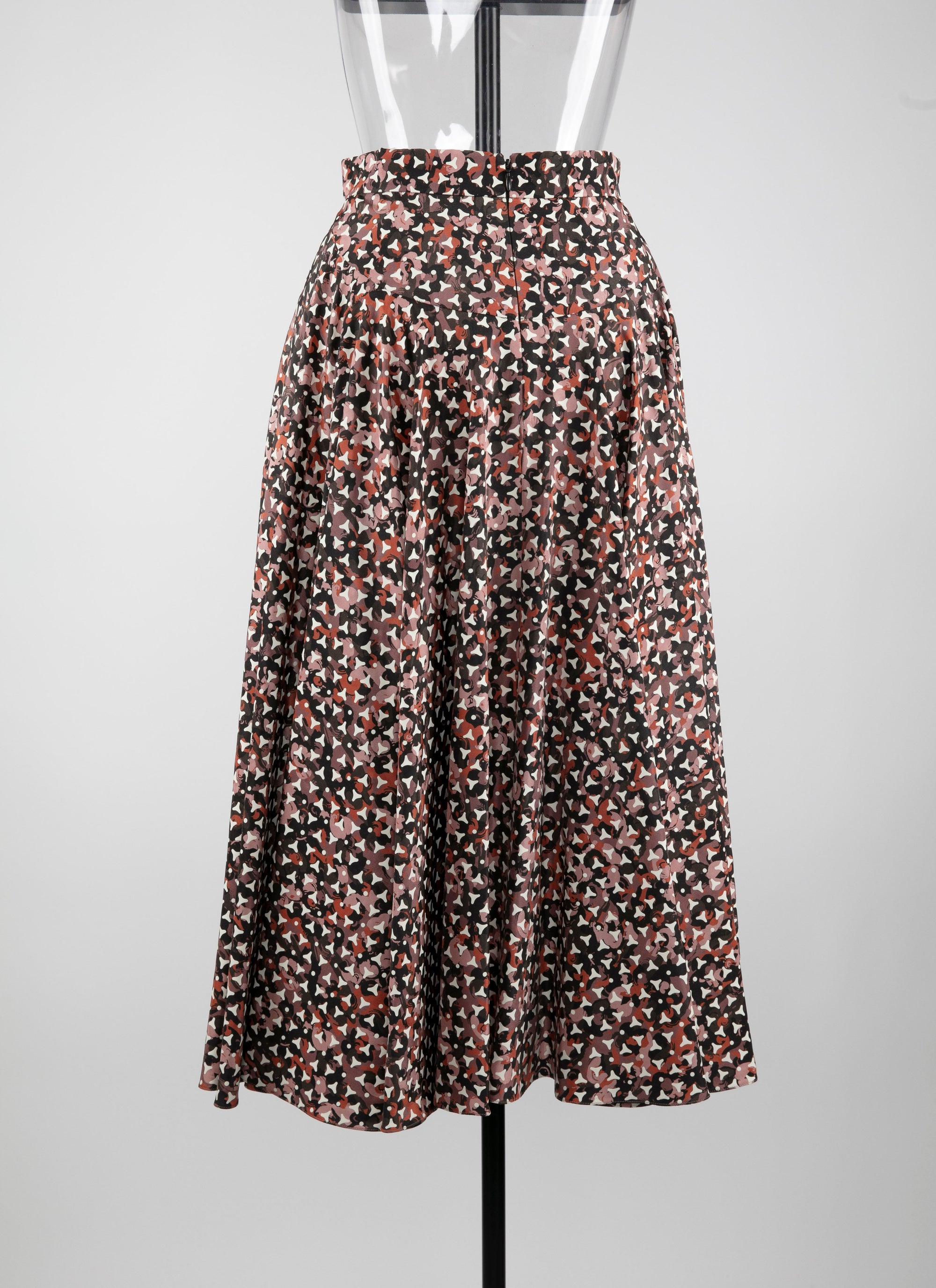 Jupe midi plissée à rayures - Kaki & Bois de Rose