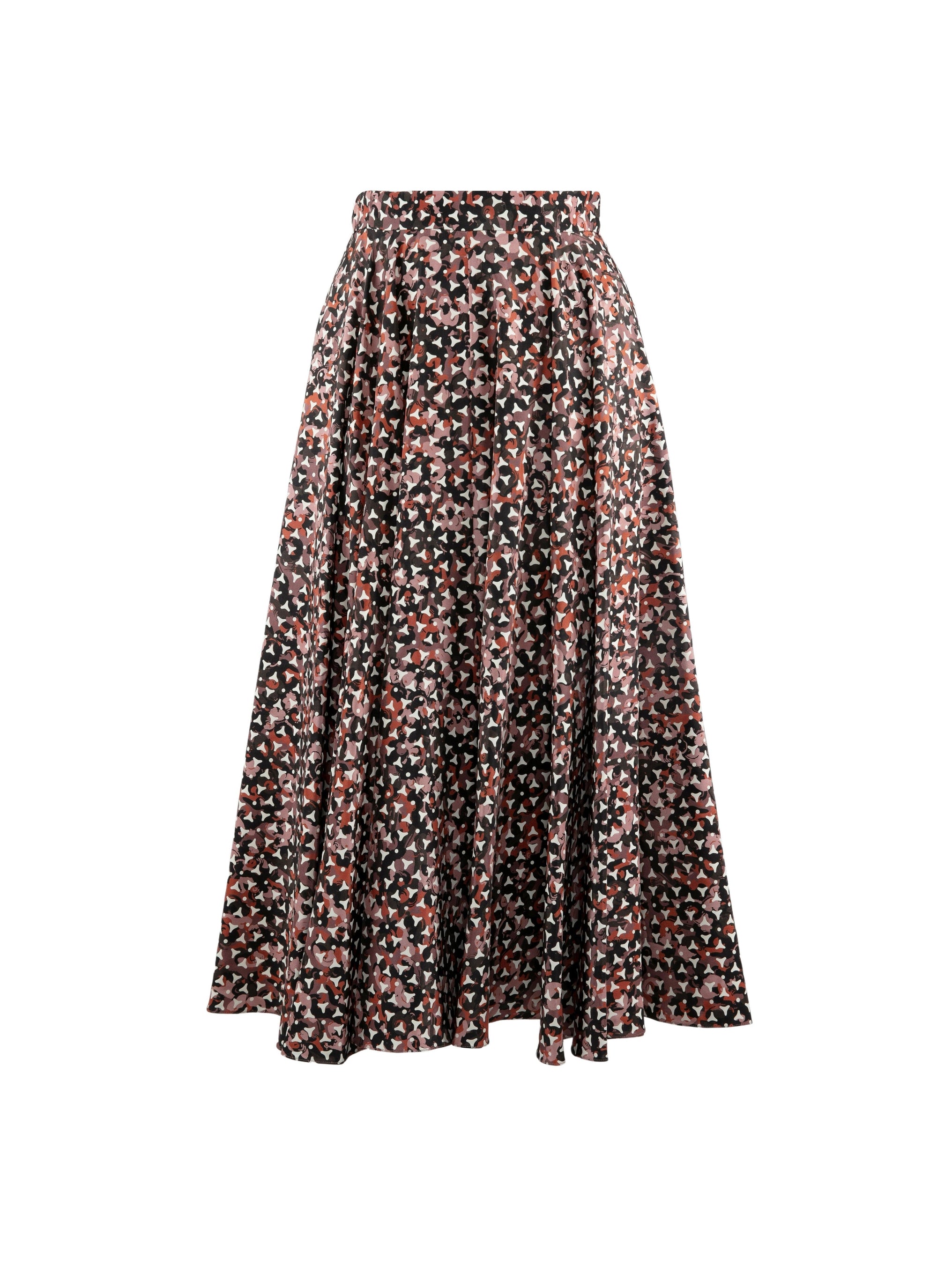 Jupe midi plissée à rayures - Kaki & Bois de Rose