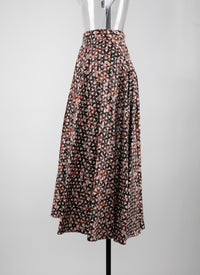 Jupe midi plissée à rayures - Kaki & Bois de Rose