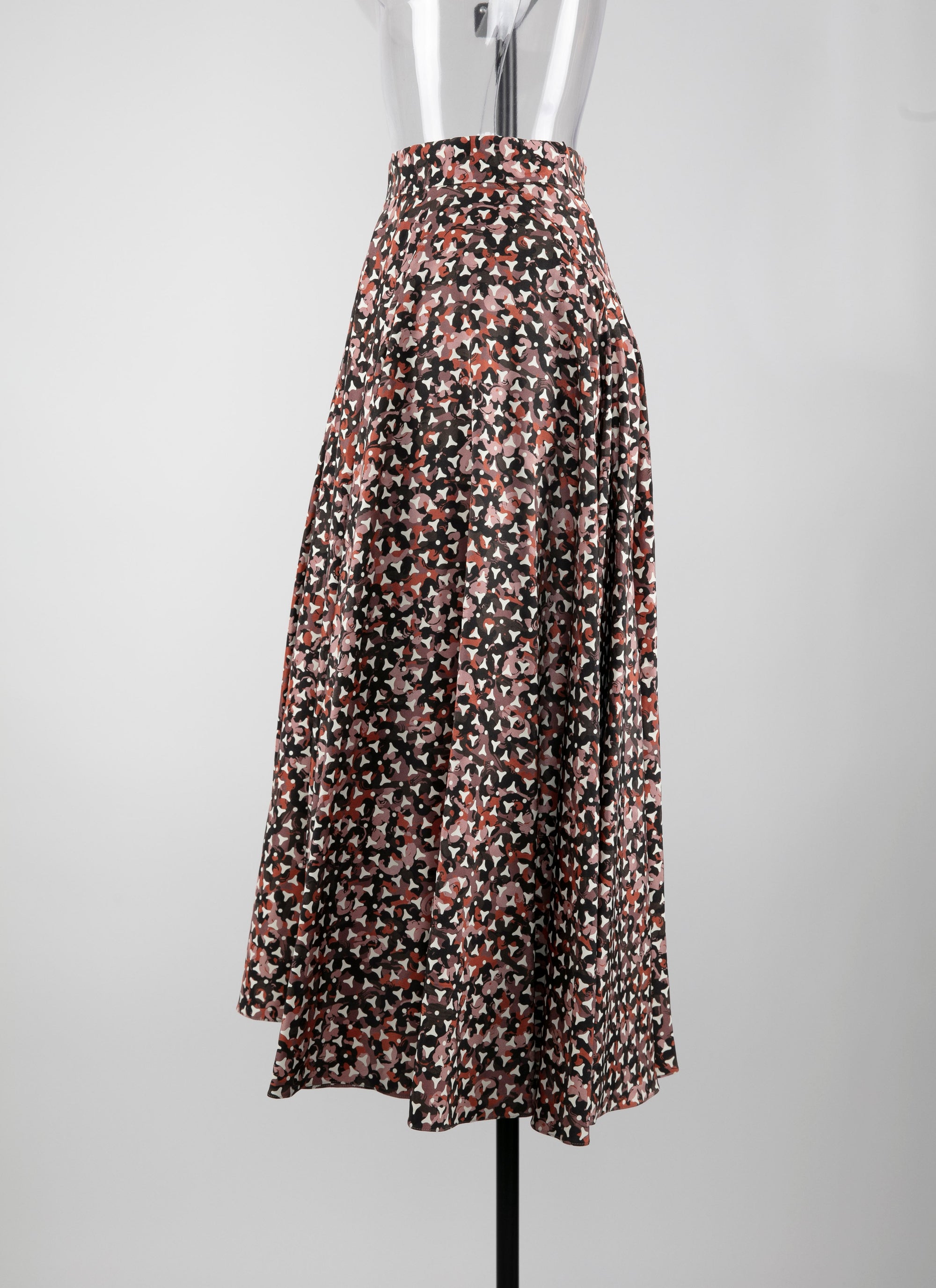 Jupe midi plissée à rayures - Kaki & Bois de Rose