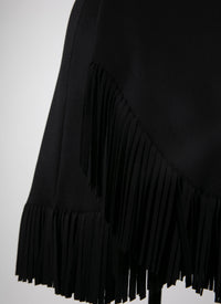 Jupe à franges en laine - Noir