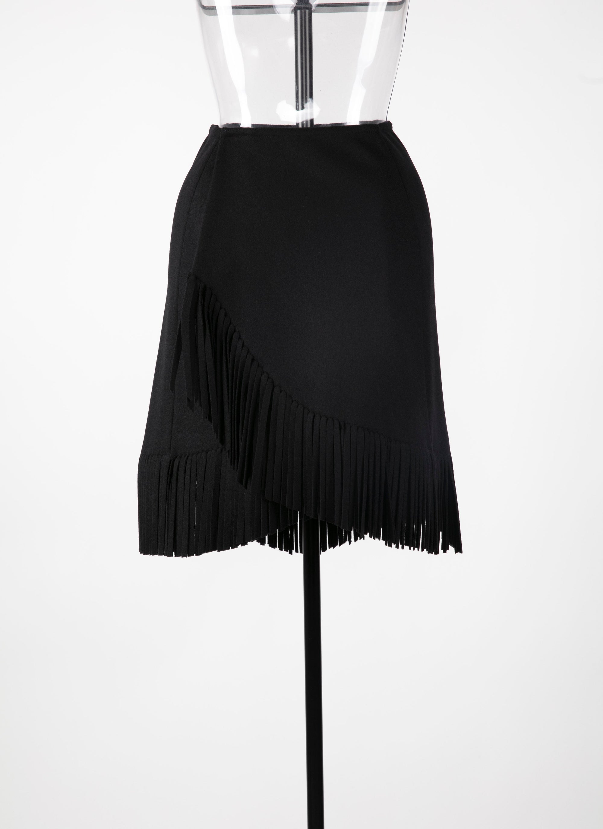 Jupe à franges en laine - Noir