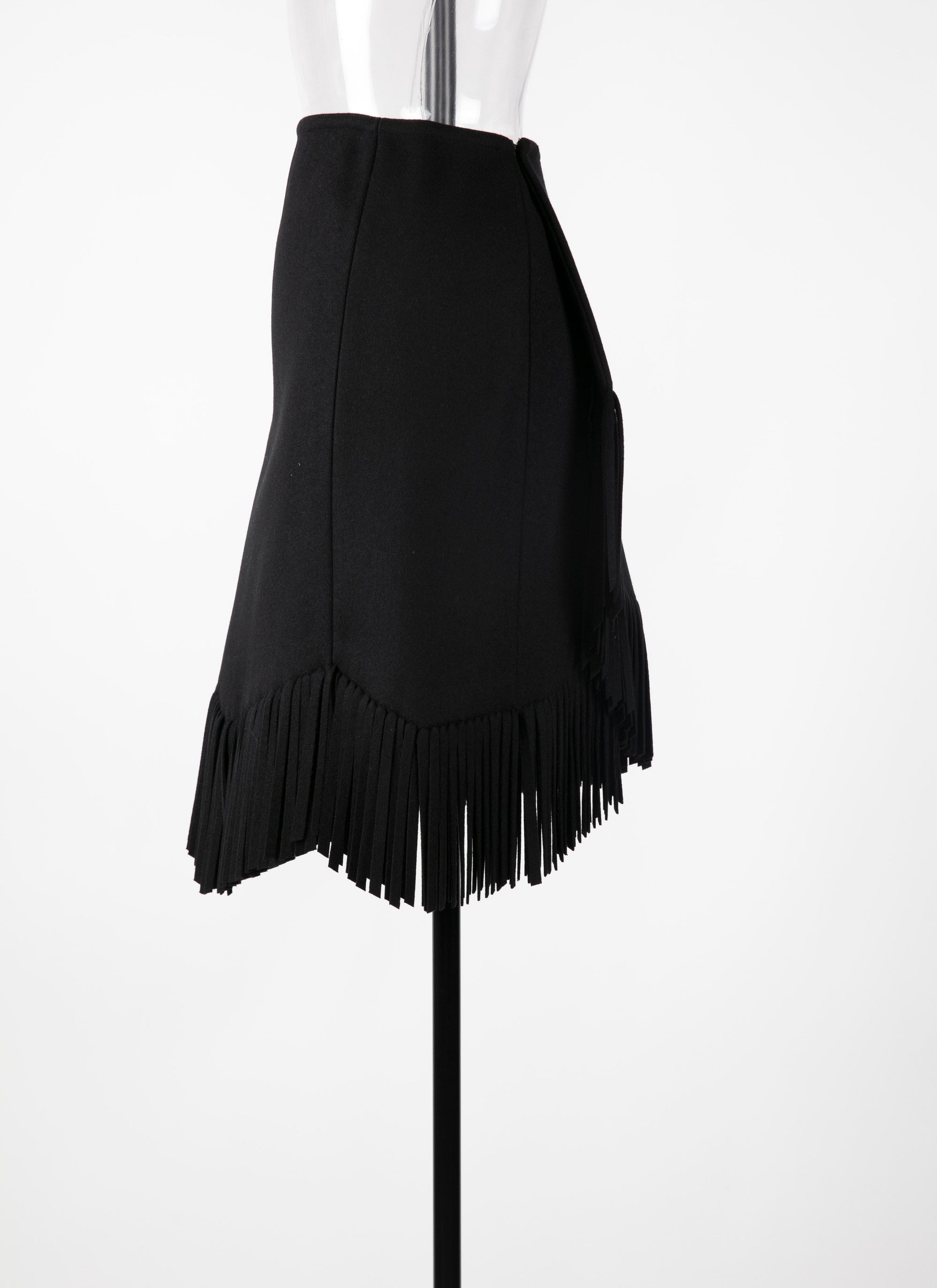 Jupe à franges en laine - Noir