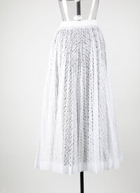 Jupe longue multicolore ajourée - Blanc intense