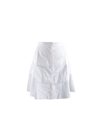 Jupe courte boutonnée avec plis - Blanc