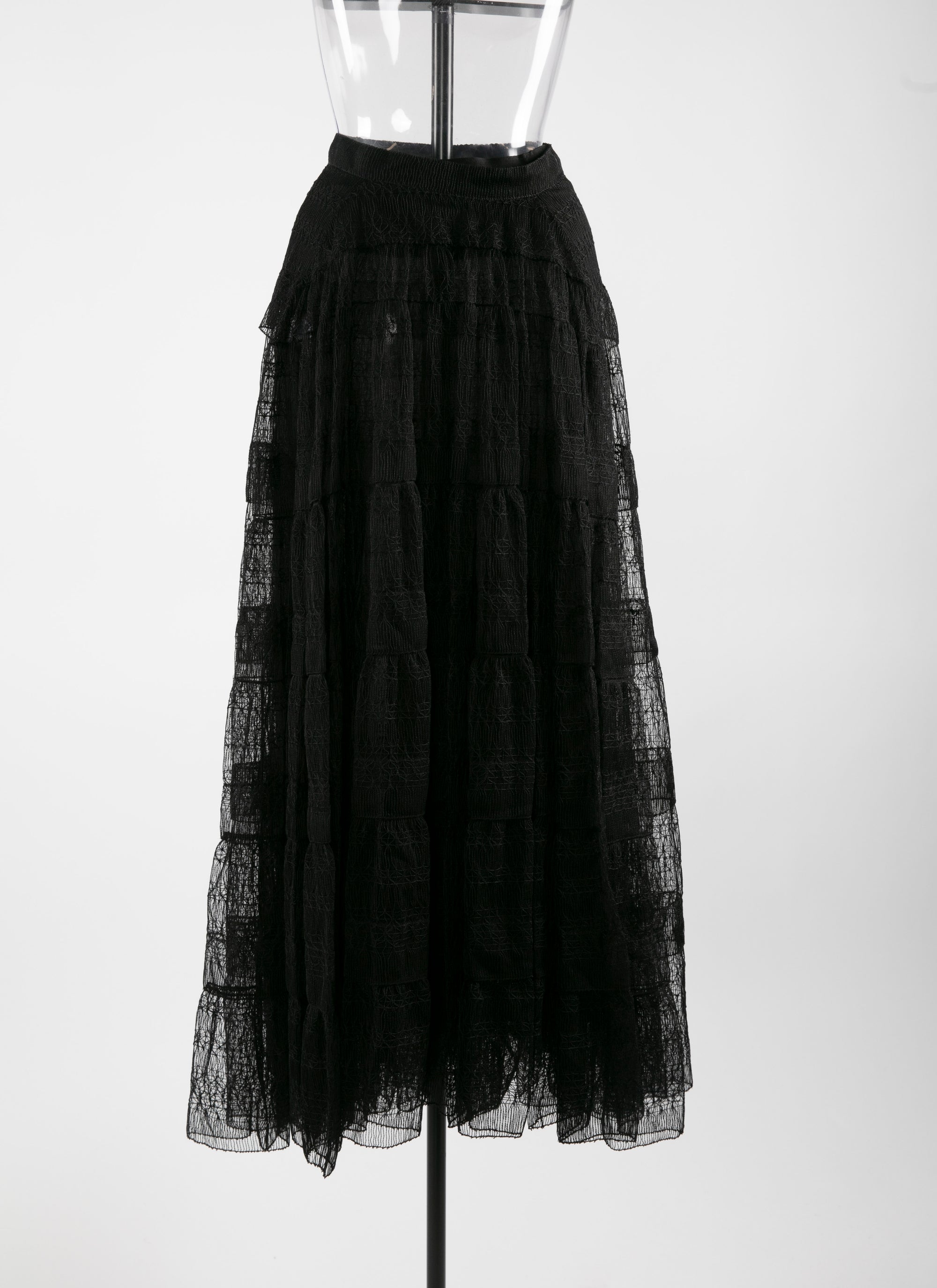 Jupe longue à dentelle doublée - Noir