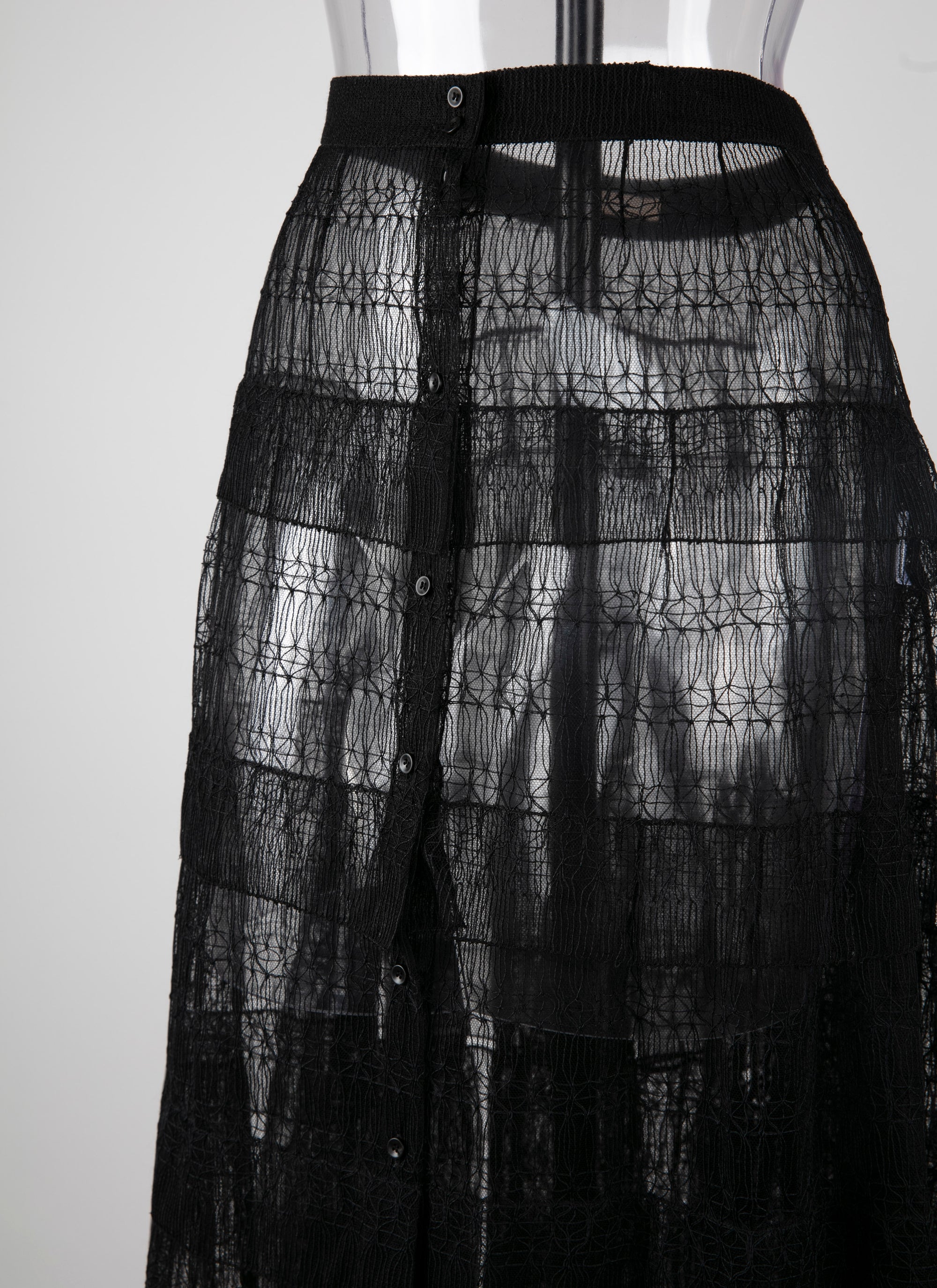 Jupe longue à dentelle doublée - Noir