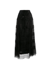 Jupe longue à dentelle doublée - Noir