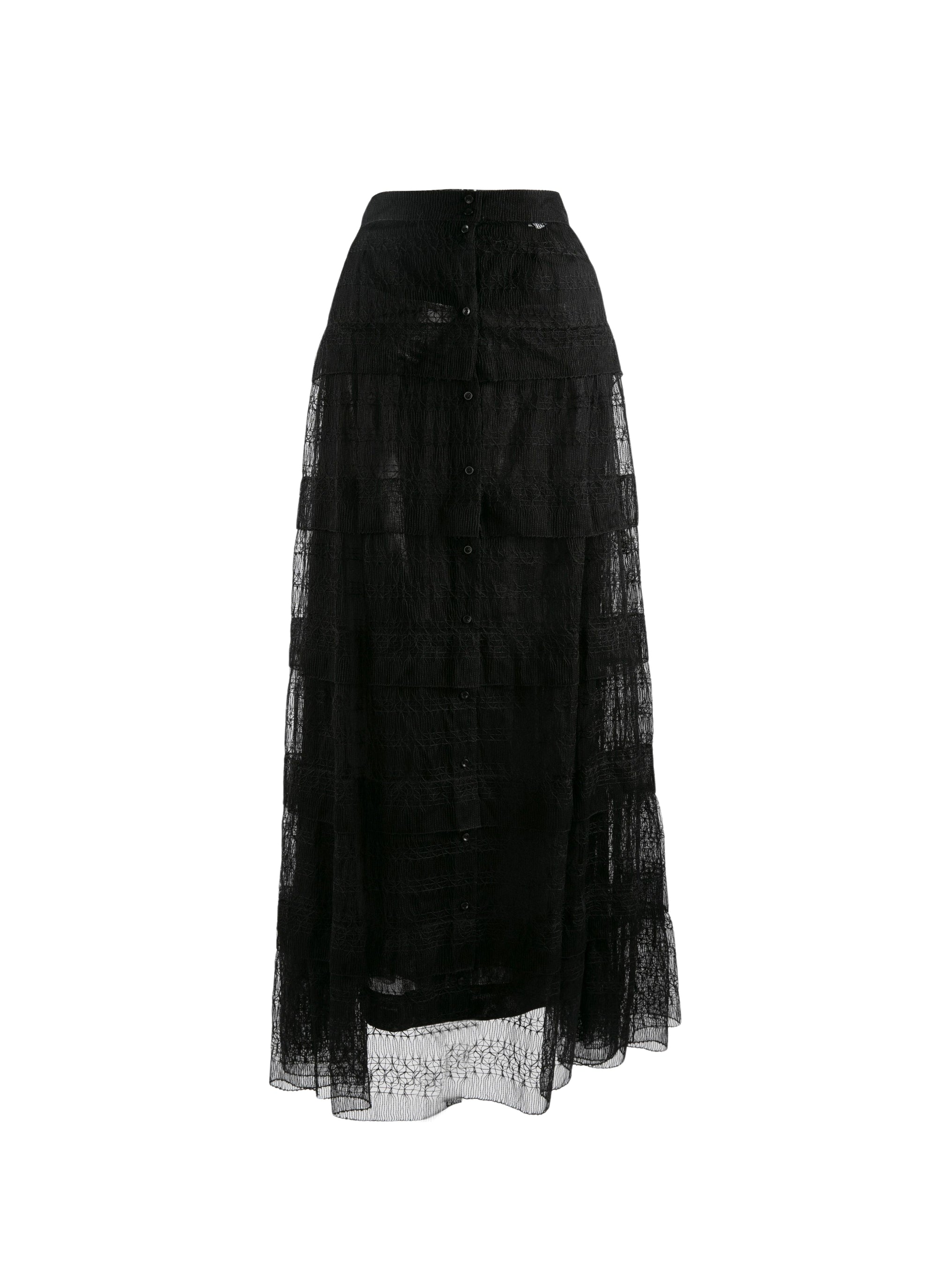 Jupe longue à dentelle doublée - Noir