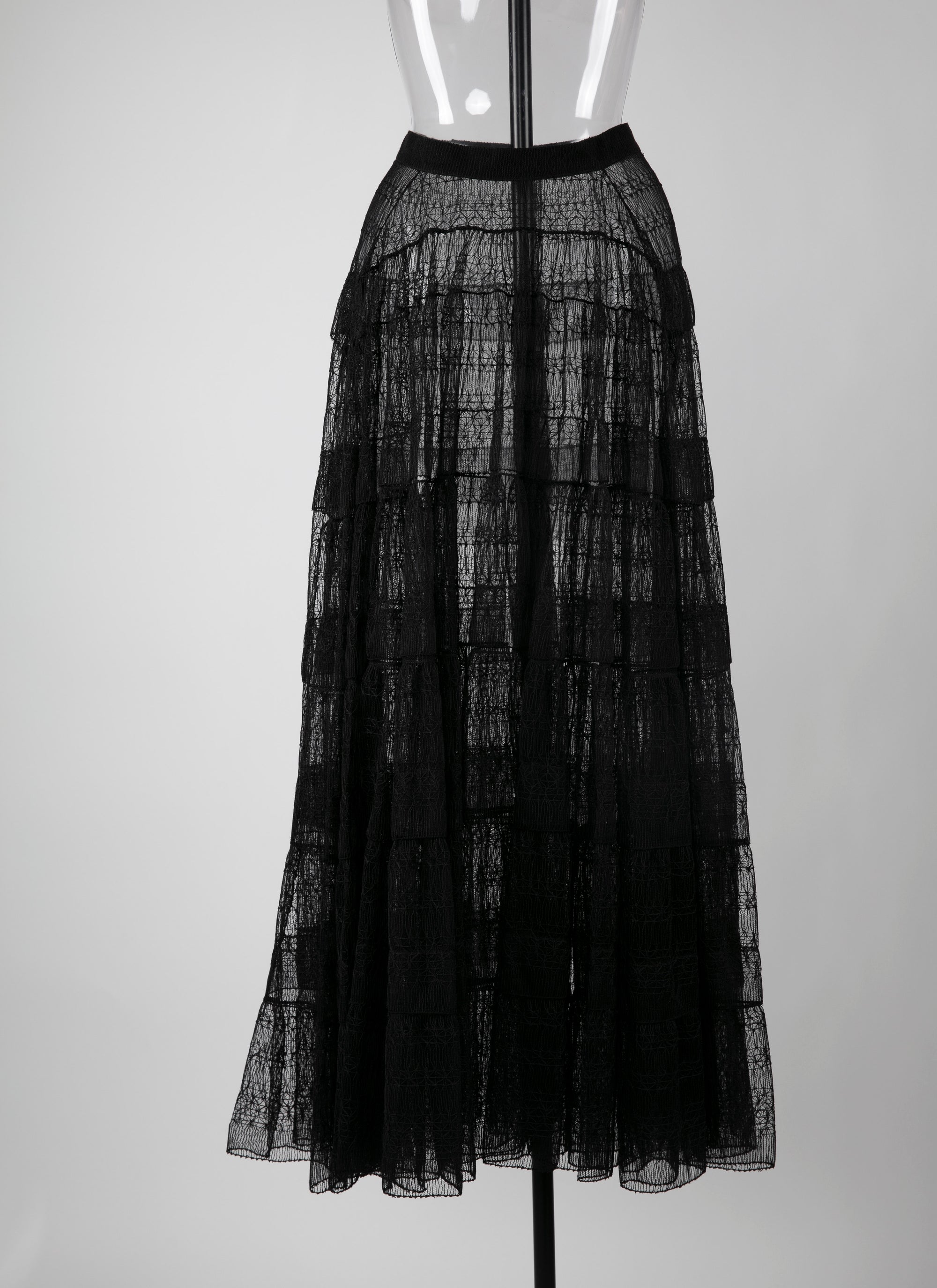Jupe longue à dentelle doublée - Noir