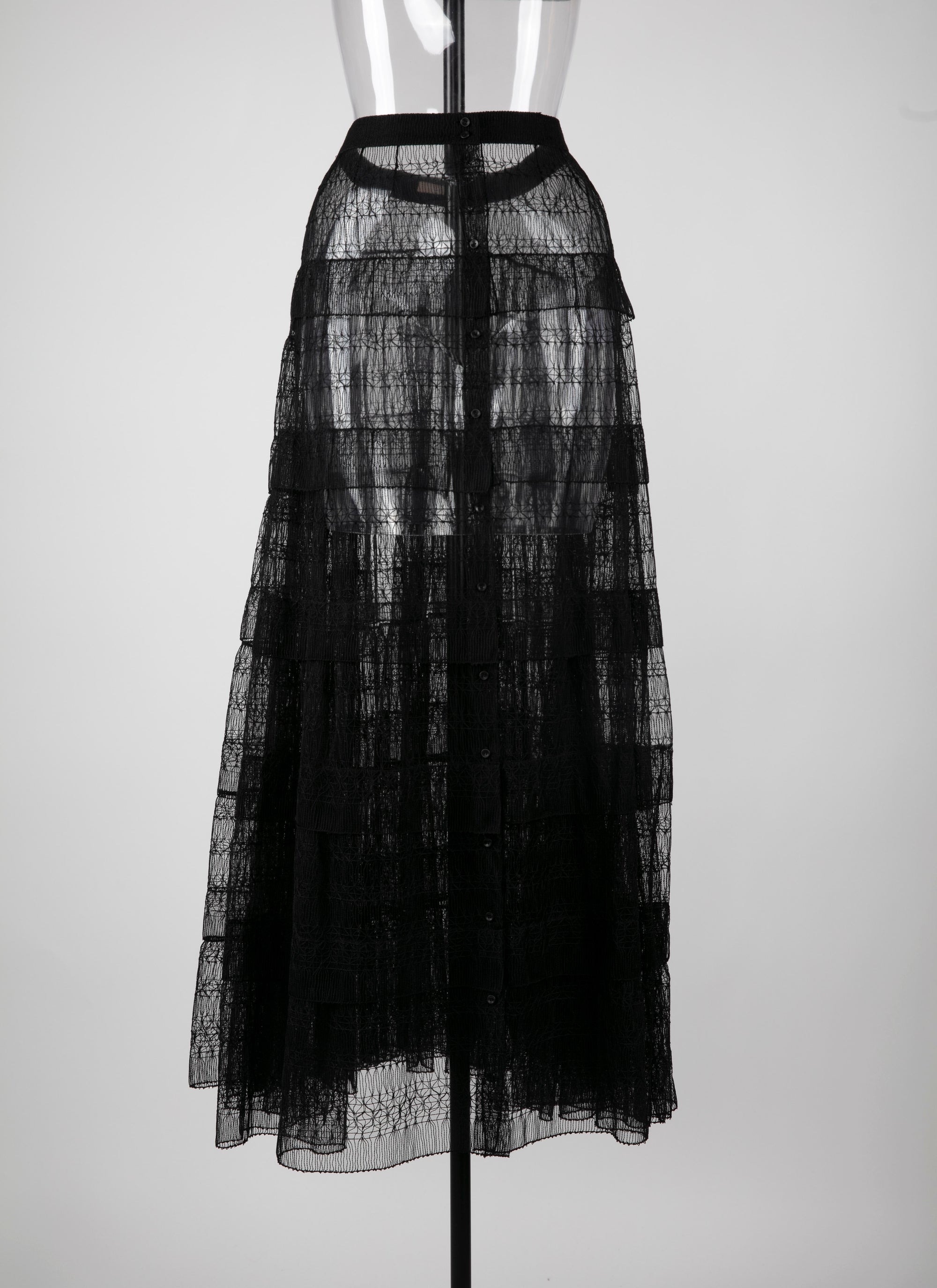 Jupe longue à dentelle doublée - Noir