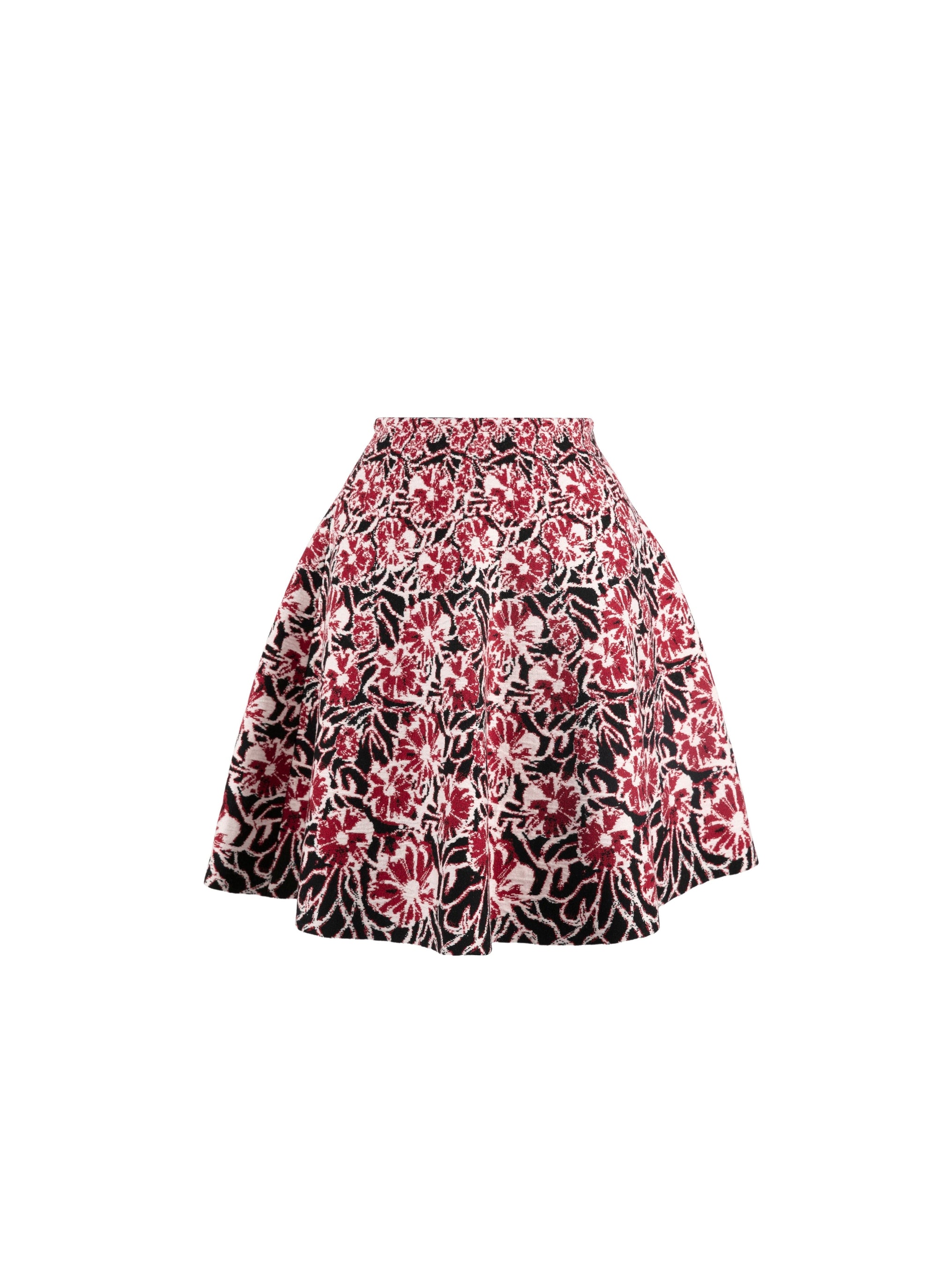 Jupe courte Plumeria en laine - Rouge & Nude