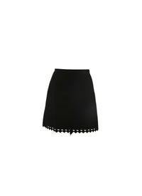 Mini-jupe avec bord ajouré - Noir