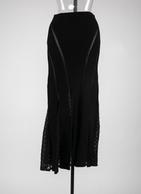 Jupe longue en dentelle - Noir