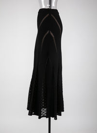 Jupe longue en dentelle - Noir