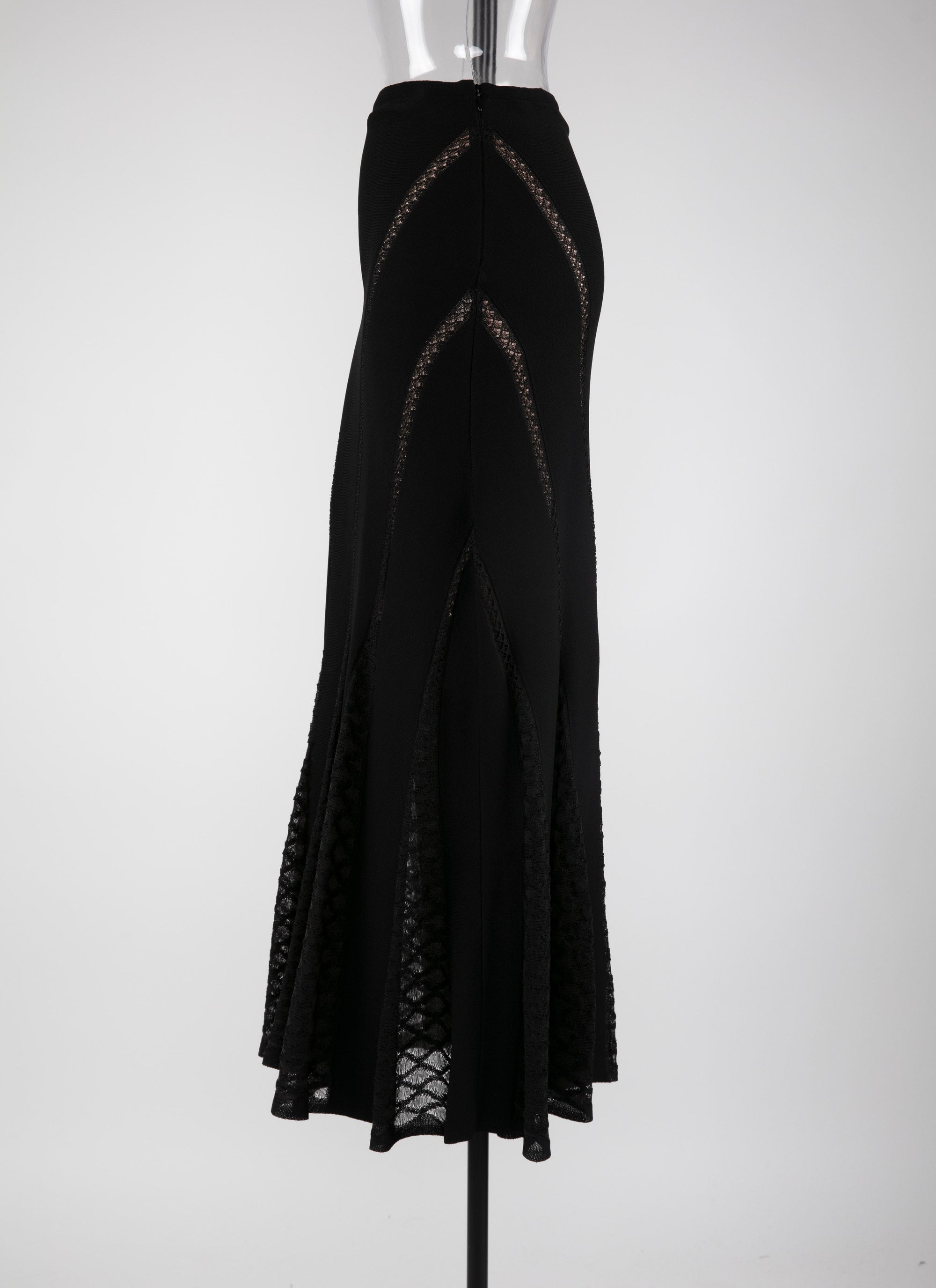 Jupe longue en dentelle - Noir