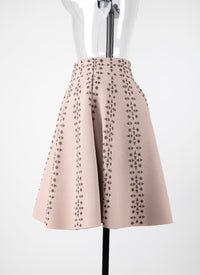 Jupe courte patineuse à motifs contrastés - Nude & Bronze