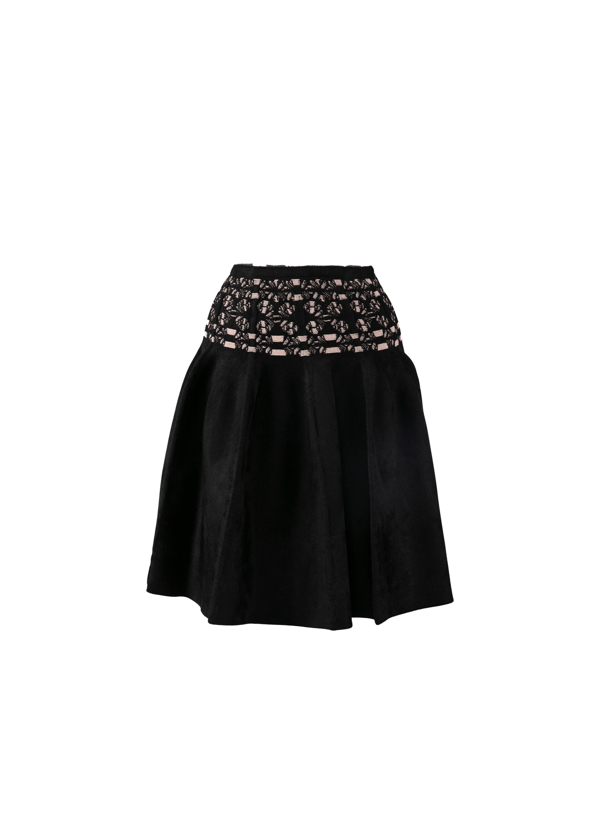 Jupe courte avec taille contrasté - Noir & Nude
