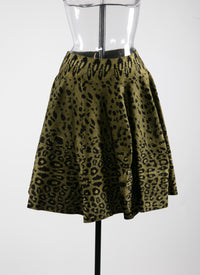 Jupe courte à imprimé animalier - Vert & Noir