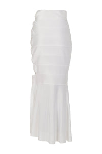 Striped skirt in shiny mesh - White