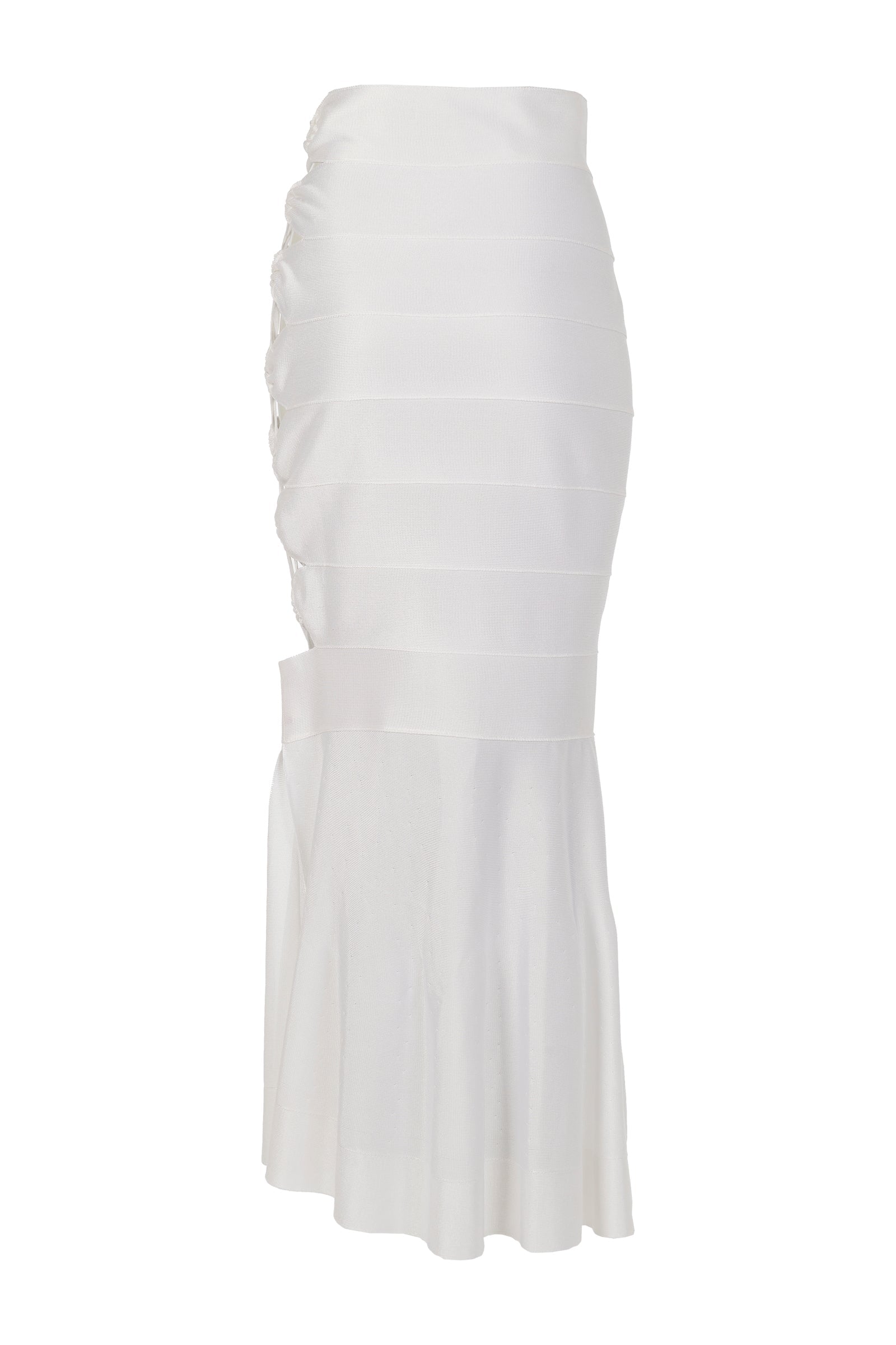 Striped skirt in shiny mesh - White
