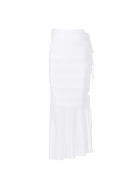 Striped skirt in shiny mesh - White