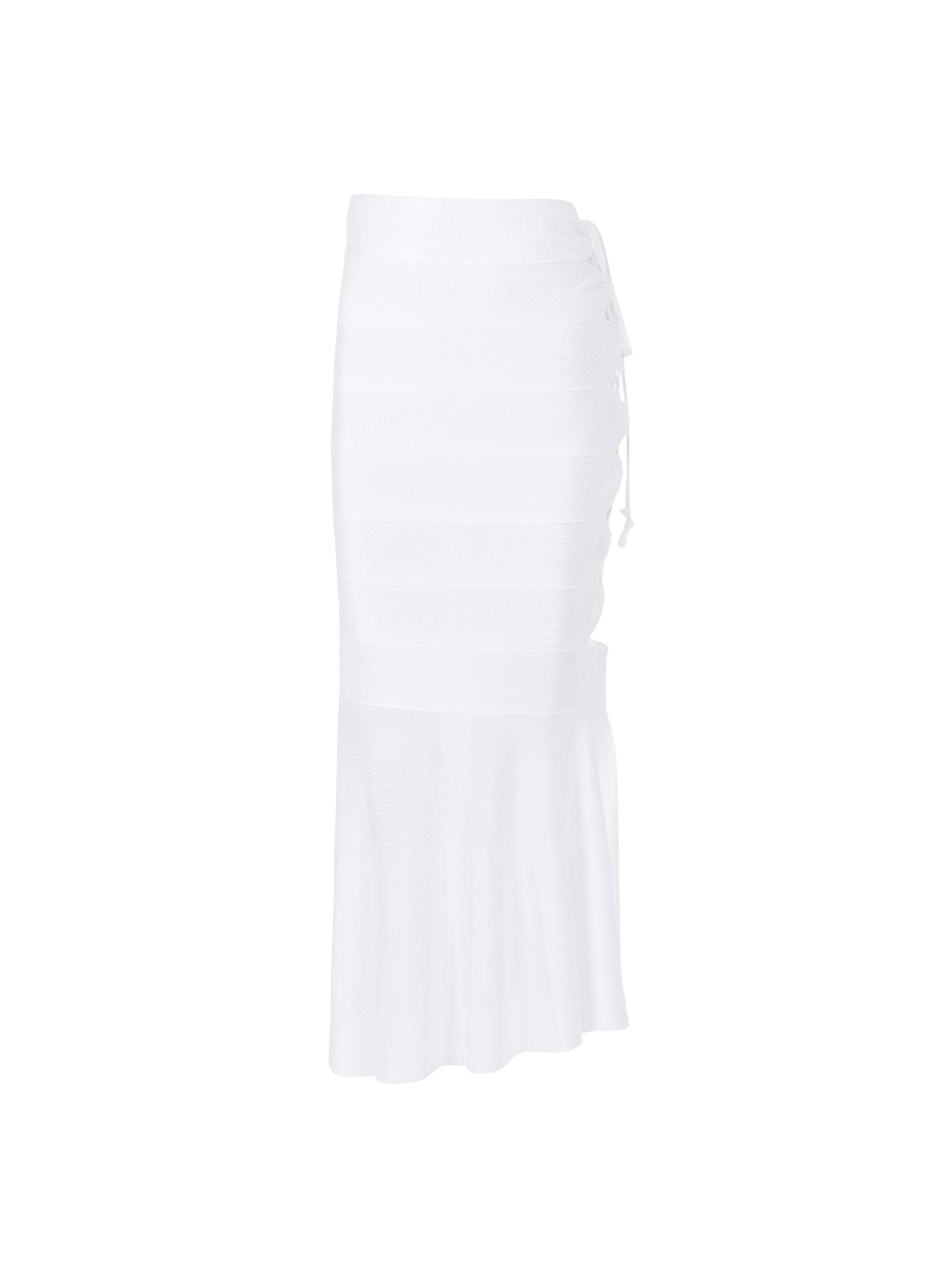 Striped skirt in shiny mesh - White