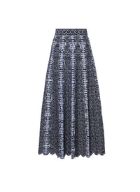 Long flared skirt with contrasting print - Black & Blue
