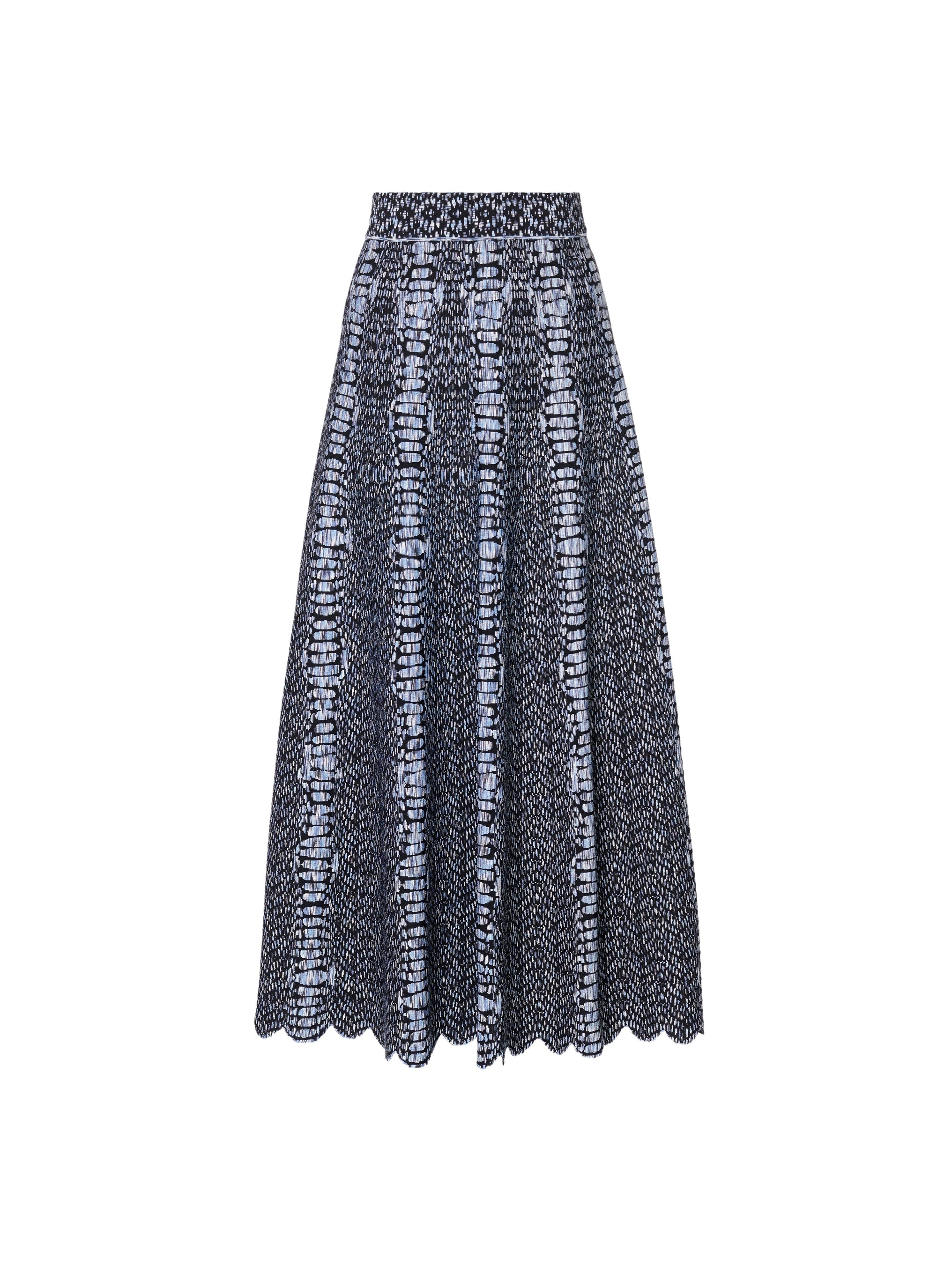 Long flared skirt with contrasting print - Black & Blue