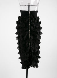 Jupe droite à volants zip - Noir Alaia