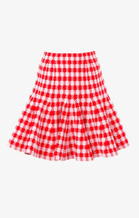 Jupe évasée à carreaux - Rouge & Rose