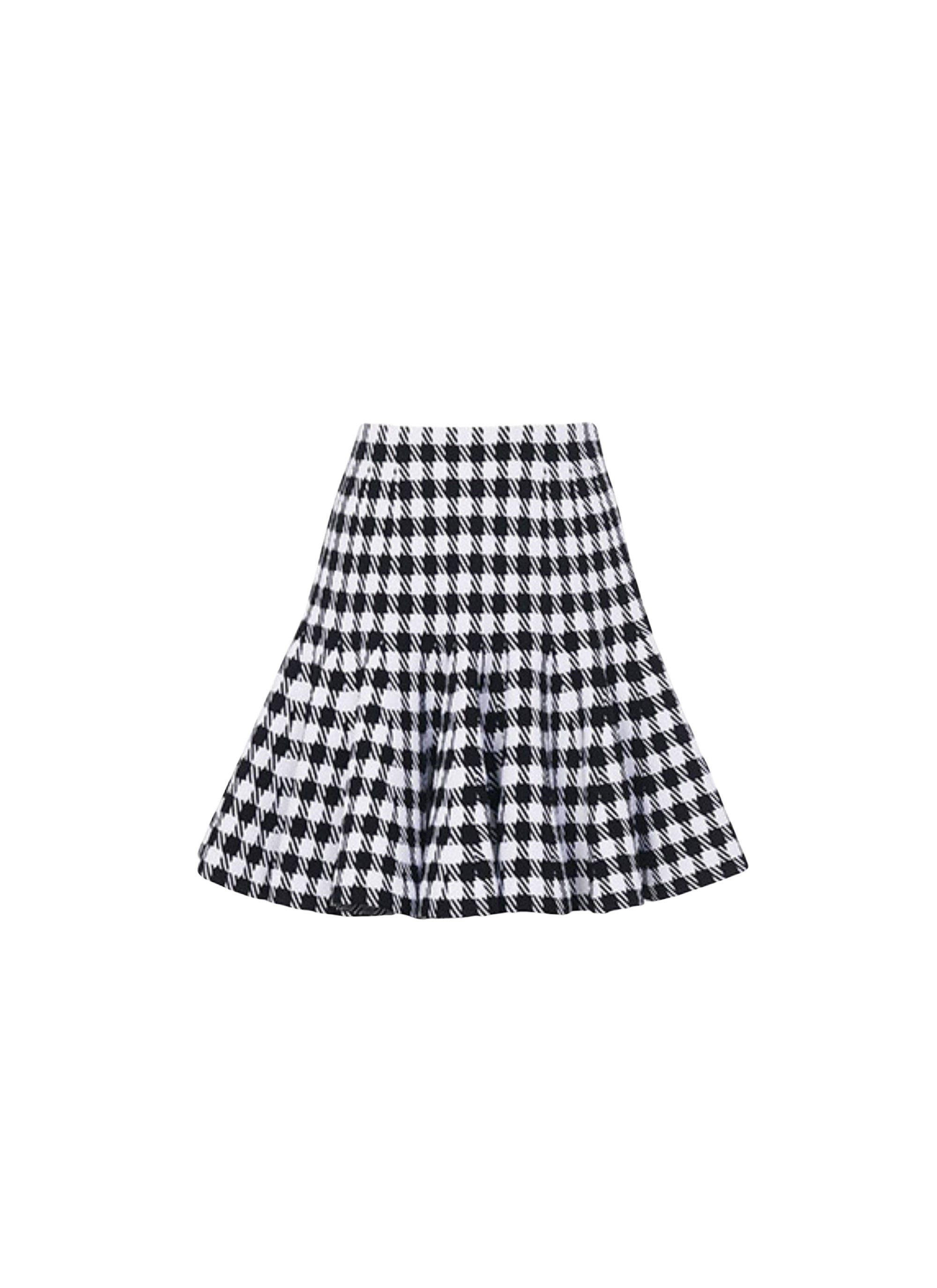 Jupe évasée à carreaux - Noir & Blanc