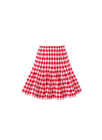 Jupe évasée à carreaux - Rouge & Rose