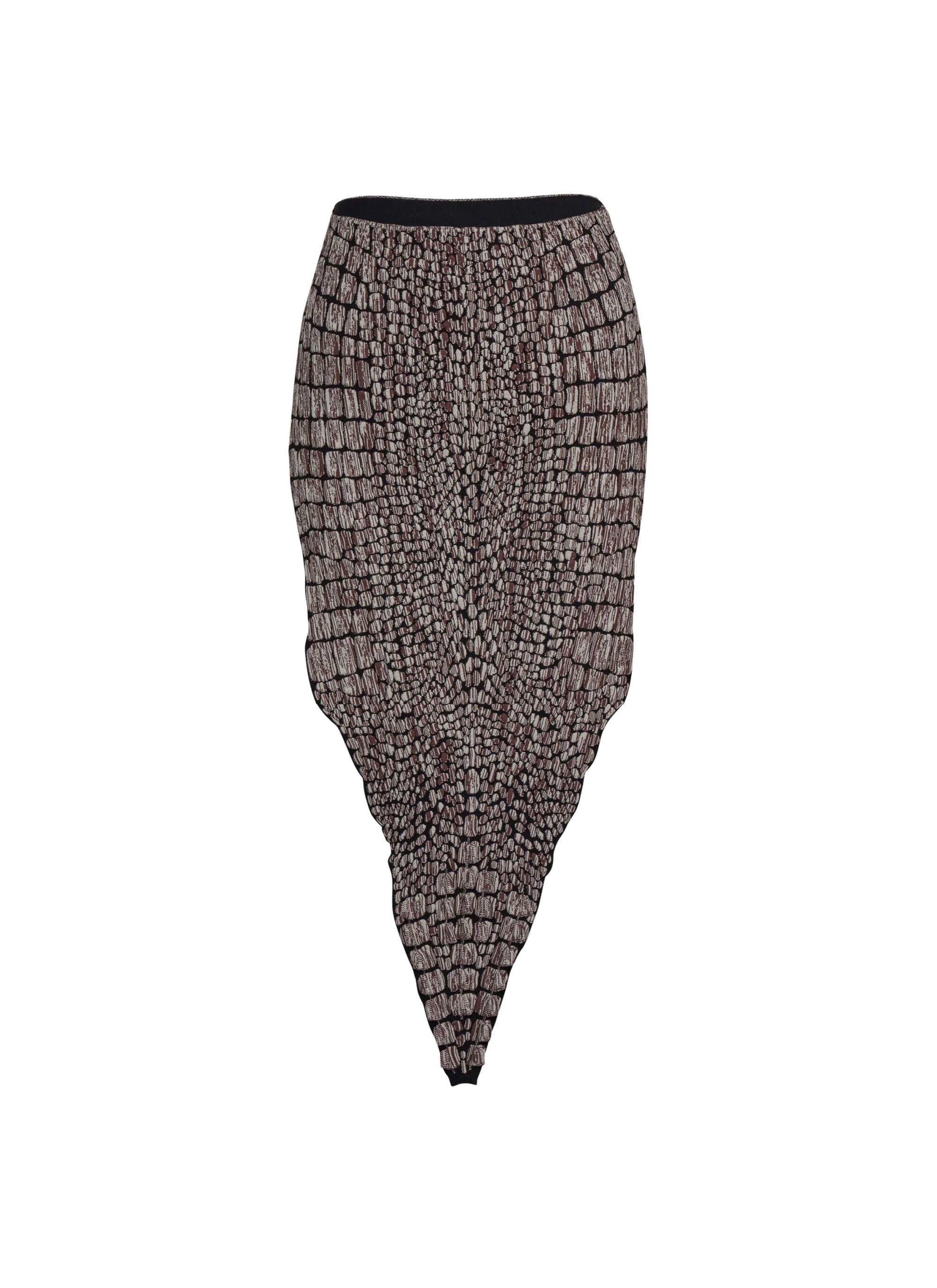 Croco jacquard skirt - Black & Brown